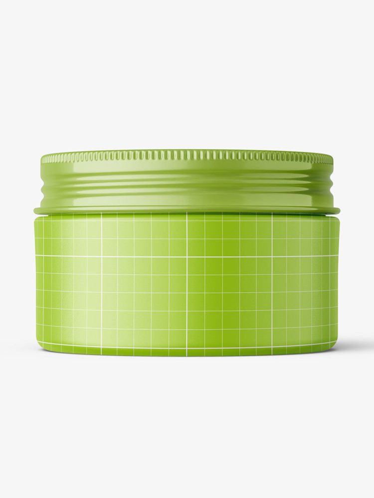 Wide plastic jar with metallic cap mockup / matt