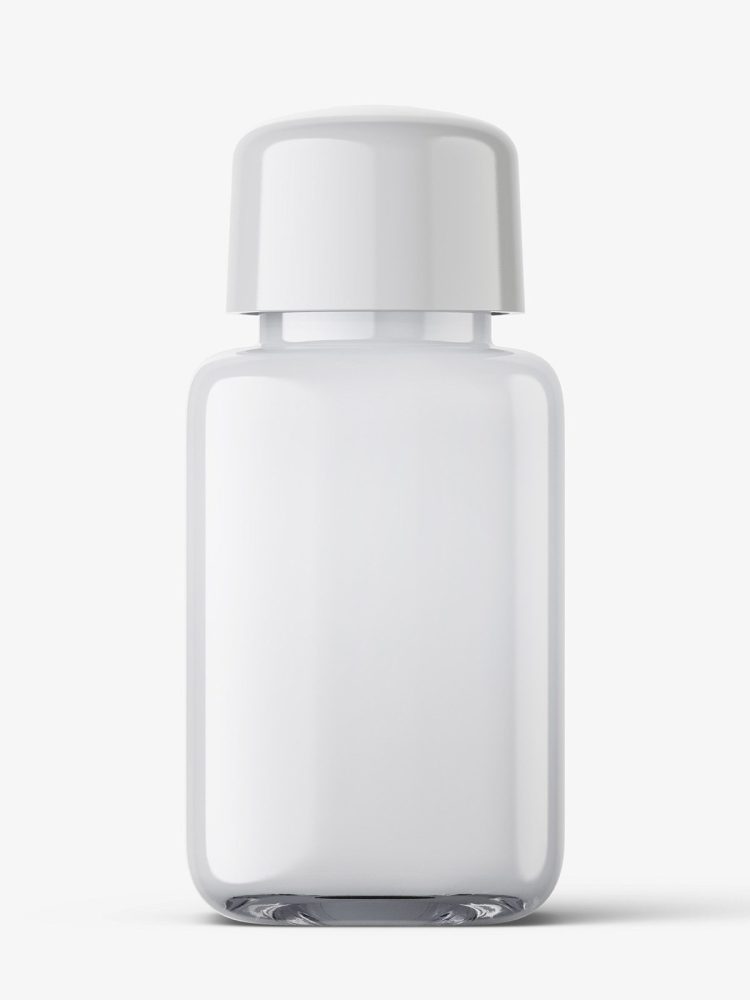 Square bottle with acryllic liquid mockup