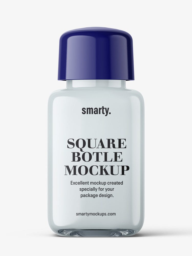 Square bottle with acryllic liquid mockup