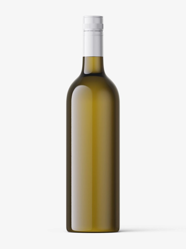 White wine in dark bottle mockup