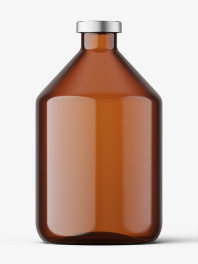 Amber bottle with crimp seal mockup / 200ml