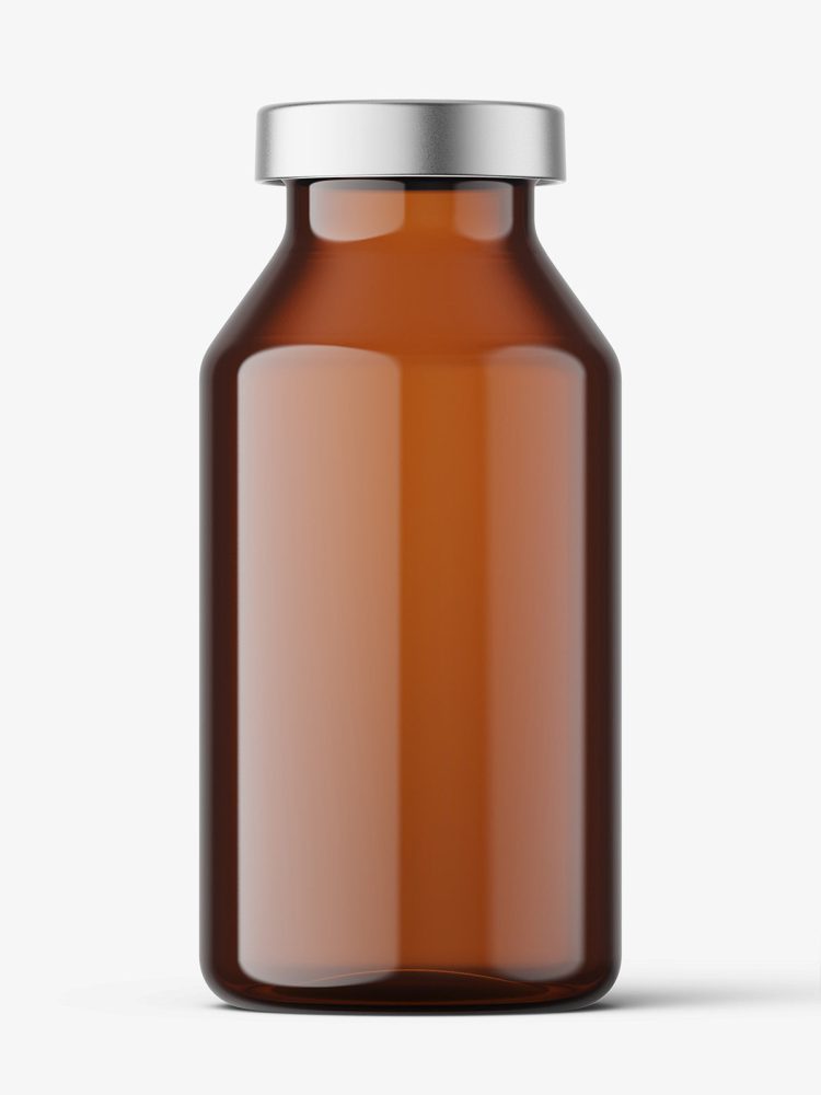 Amber bottle with crimp seal mockup / 20ml