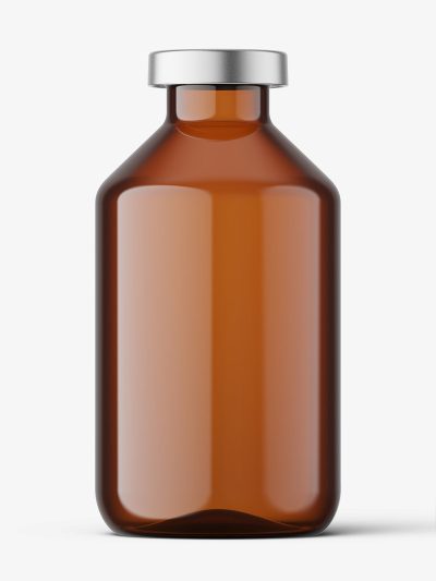Amber bottle with crimp seal mockup / 50ml