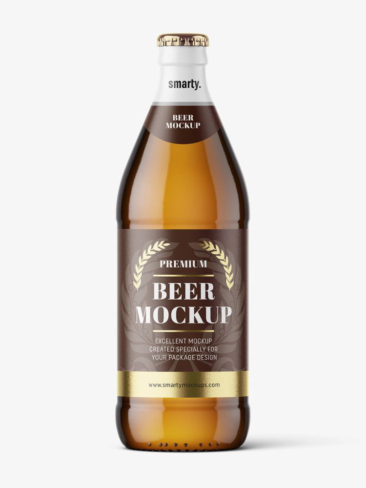 Amber beer bottle mockup