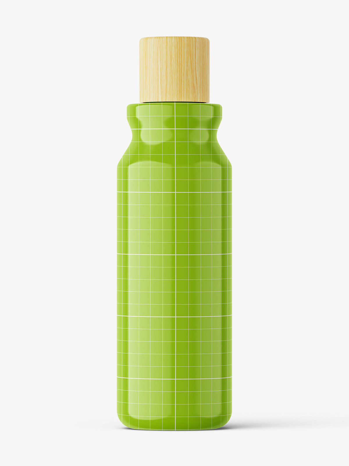 Download Glossy cosmetic bottle with wooden cap - Smarty Mockups