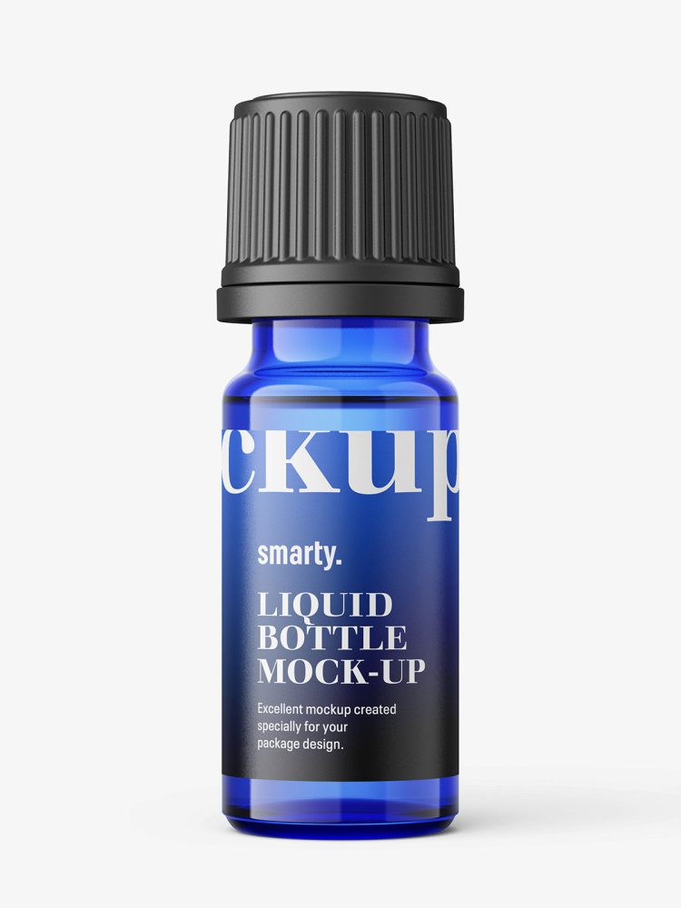 Blue essential oil bottle mockup / 10ml