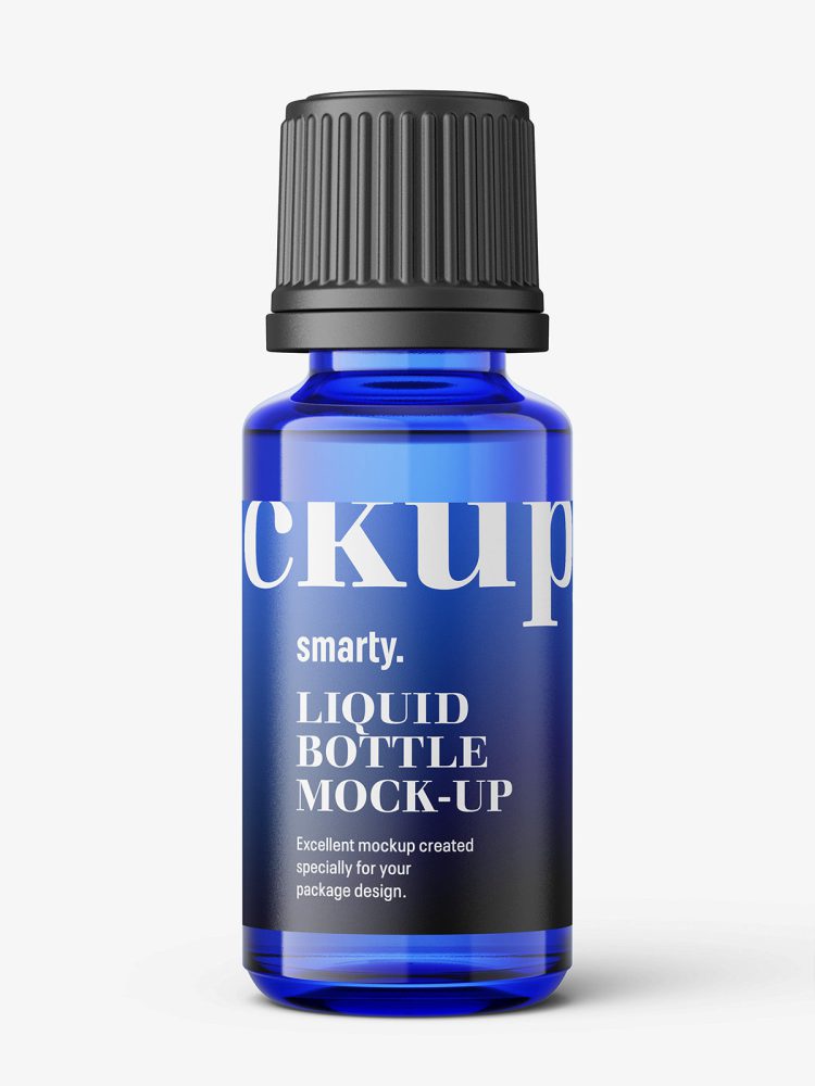Blue essential oil bottle mockup / 15ml