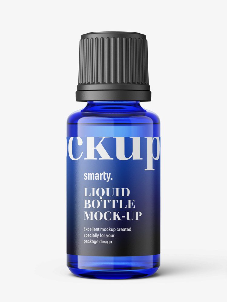 Blue essential oil bottle mockup / 20ml