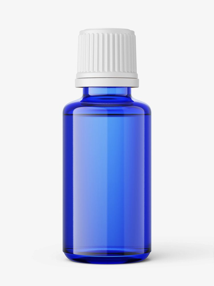 Blue essential oil bottle mockup / 30ml
