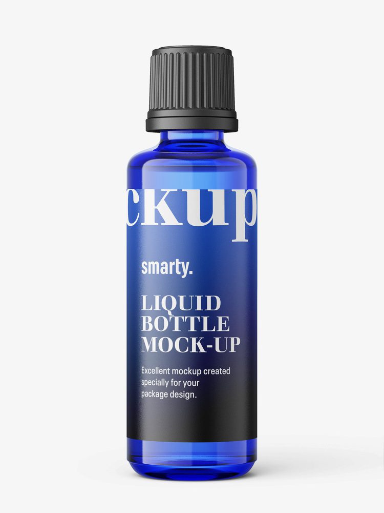 Blue essential oil bottle mockup / 50ml