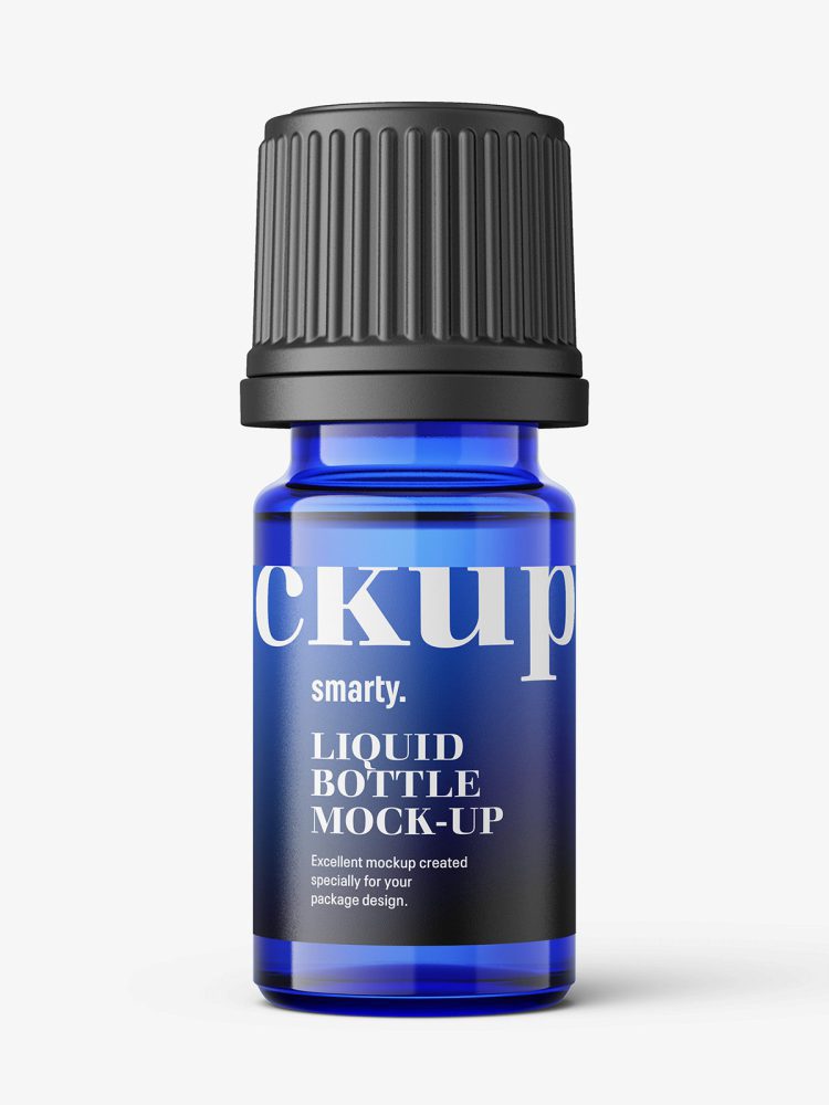 Blue essential oil bottle mockup / 5ml
