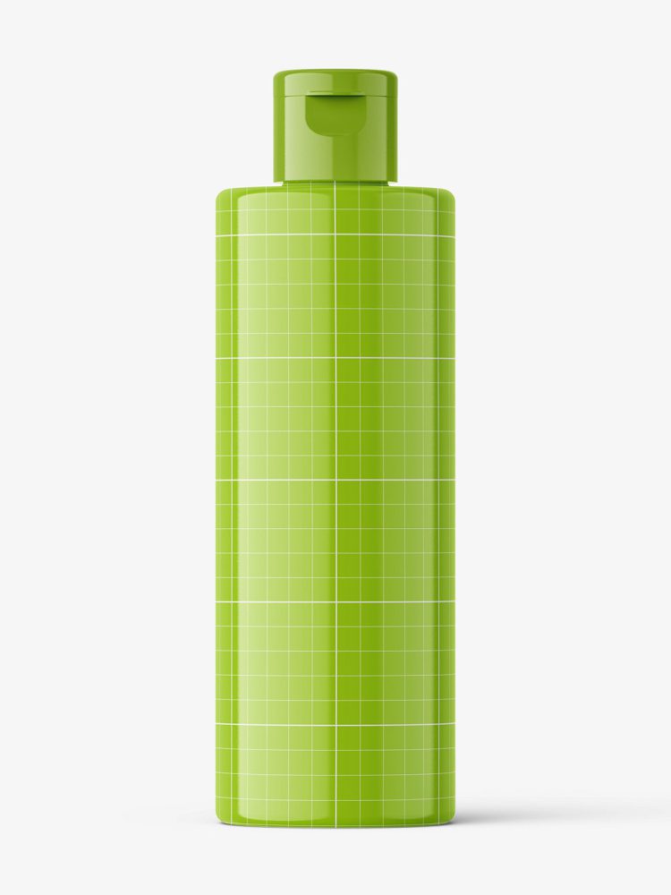 Glossy bottle with flip top mockup / 100 ml