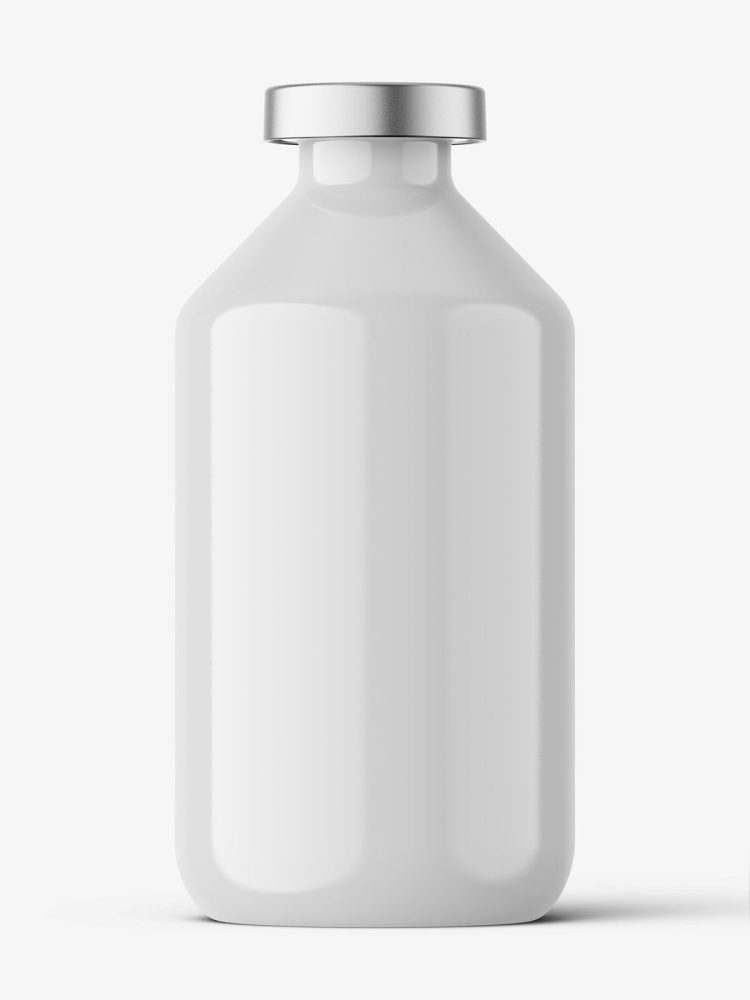 Glossy bottle with crimp seal mockup / 100ml