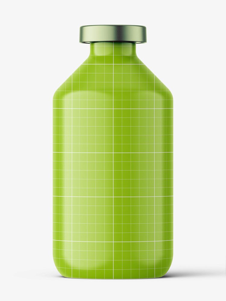 Glossy bottle with crimp seal mockup / 100ml
