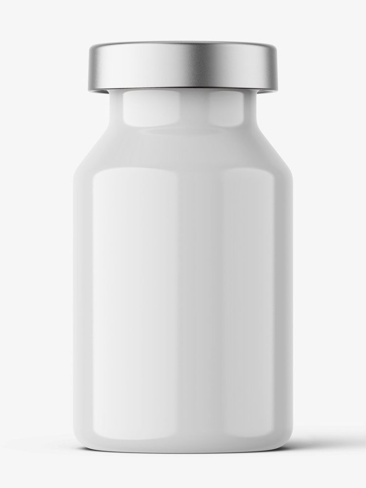 Glossy bottle with crimp seal mockup / 10ml