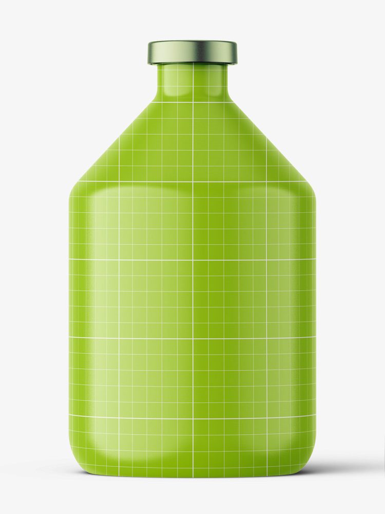 Glossy bottle with crimp seal mockup / 200ml