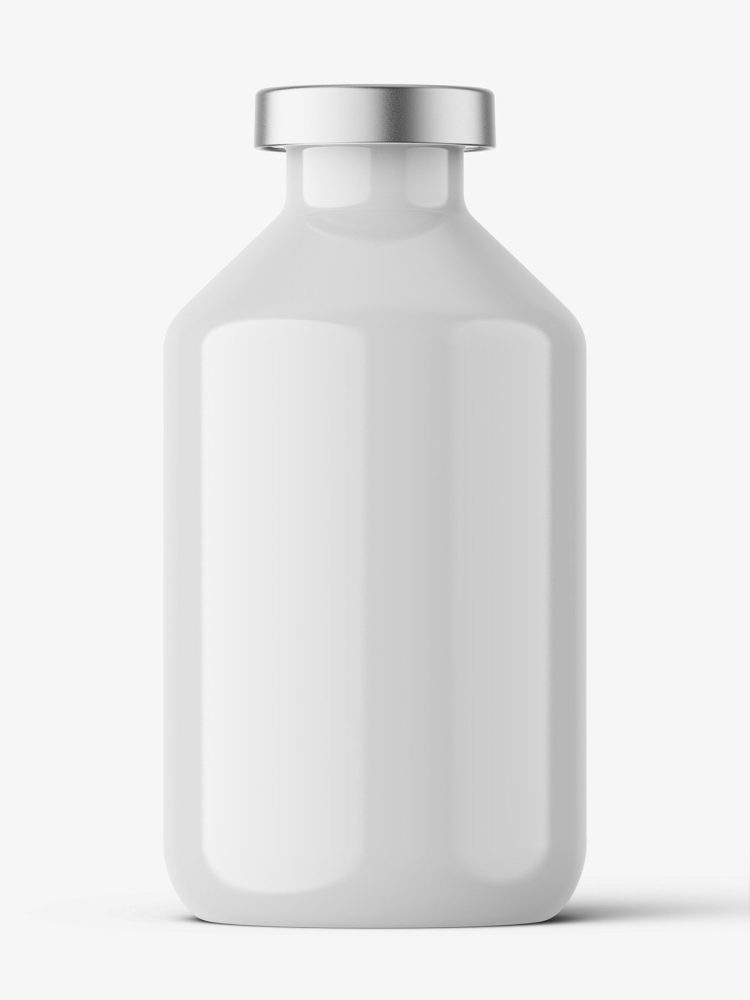 Glossy bottle with crimp seal mockup / 50ml