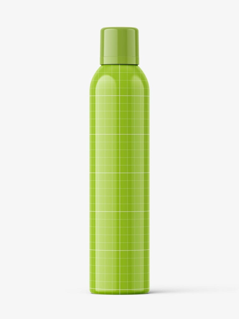 Glossy aerosol bottle mockup / 300 ml - Smarty Mockups