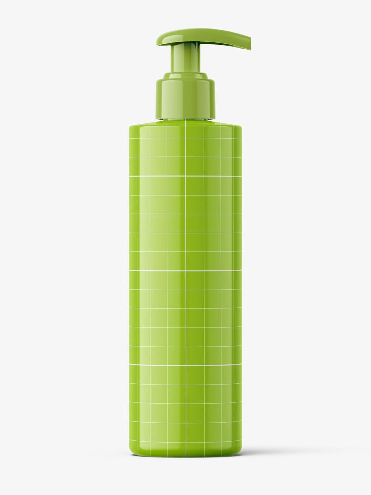 Glossy bottle with pump mockup / 200 ml