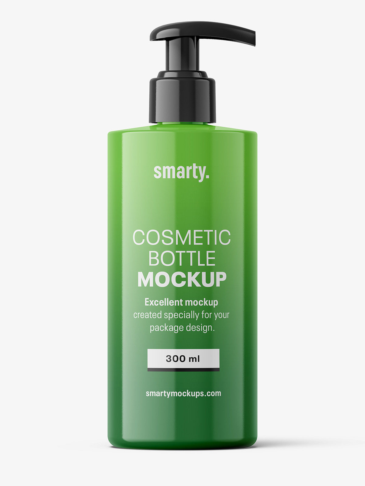 Glossy bottle with pump mockup / 300 ml - Smarty Mockups