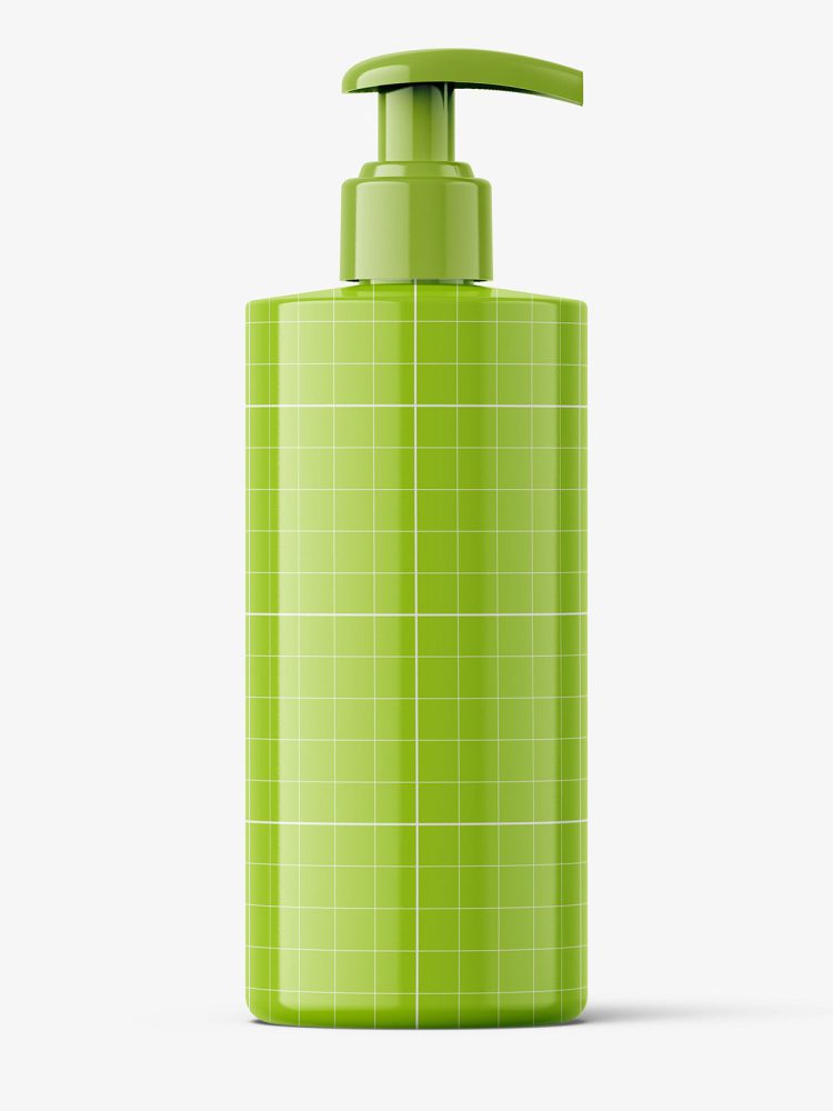 Glossy bottle with pump mockup / 300 ml