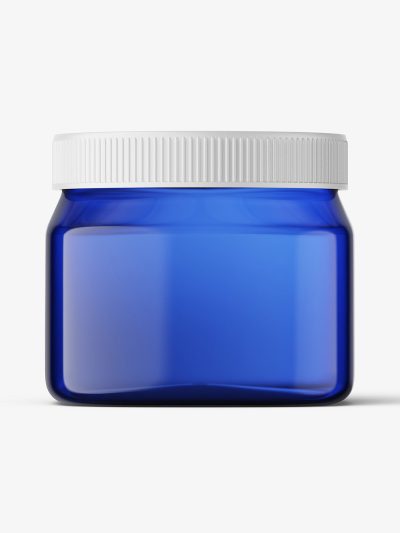 Blue square base jar mockup / 16oz
