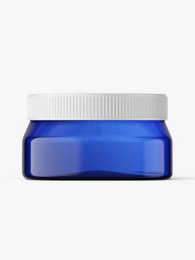 Blue square base jar mockup / 4oz