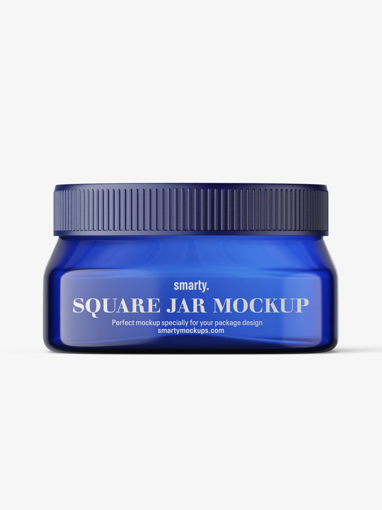 Blue square base jar mockup / 4oz