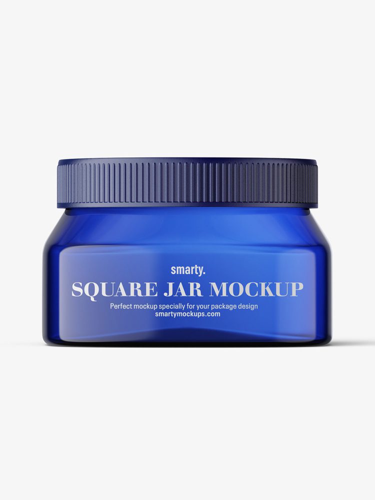 Blue square base jar mockup / 6oz