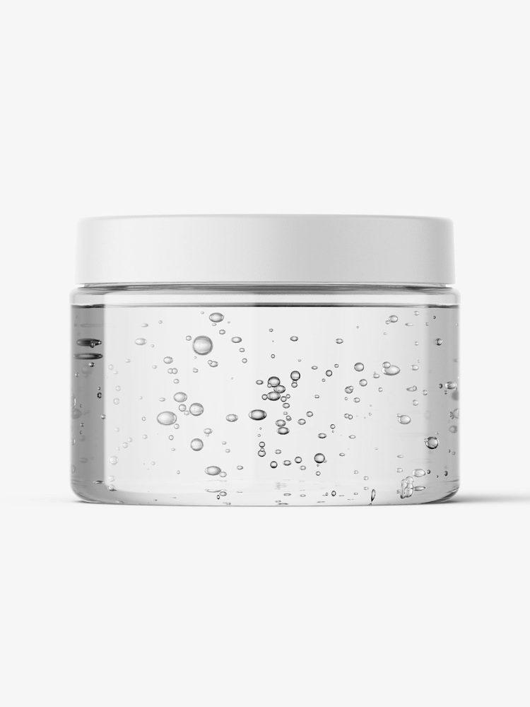Transparent jar filled with gel mockup / 150ml