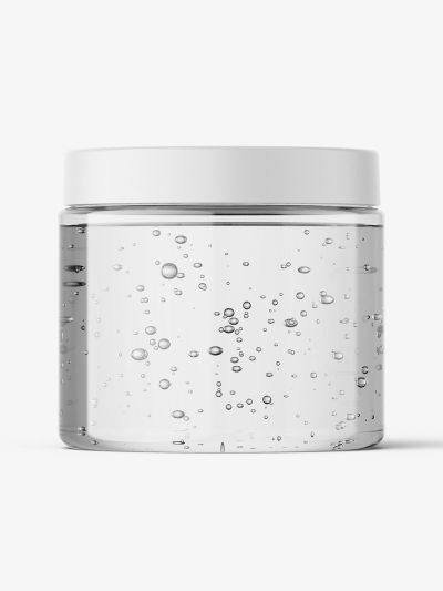 Transparent jar filled with gel mockup / 200ml