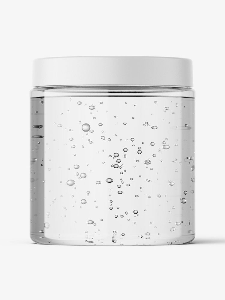 Transparent jar filled with gel mockup / 250ml