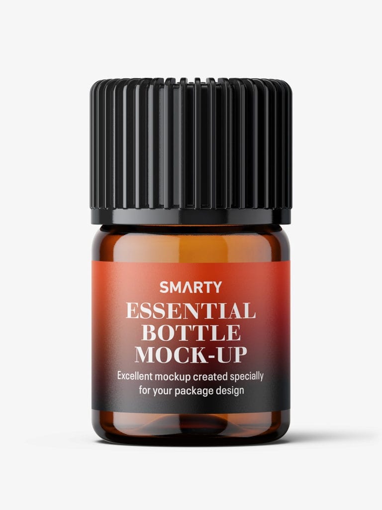 Small amber essential bottle mockup / 2ml - Smarty Mockups