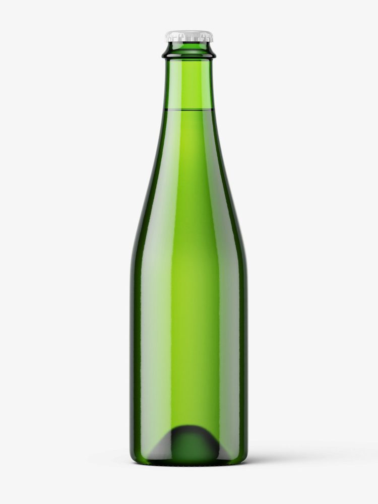 Green beer bottle mockup