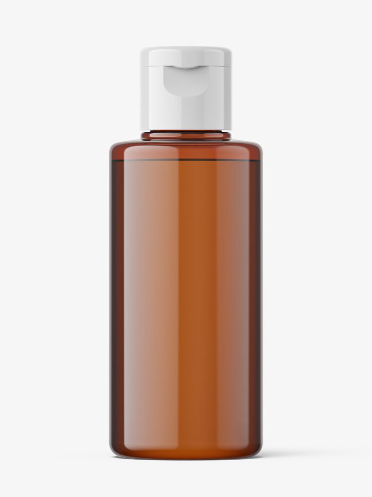 Amber bottle with flip top mockup / 100 ml