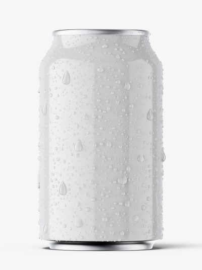 Glossy beer can with condensation mockup / 330 ml