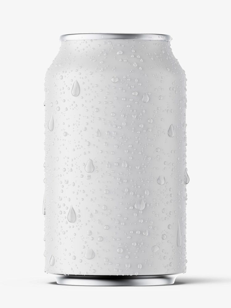 Matt beer can with condensation mockup / 330 ml