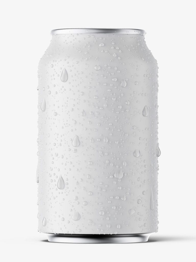 Matt beer can with condensation mockup / 330 ml - Smarty Mockups