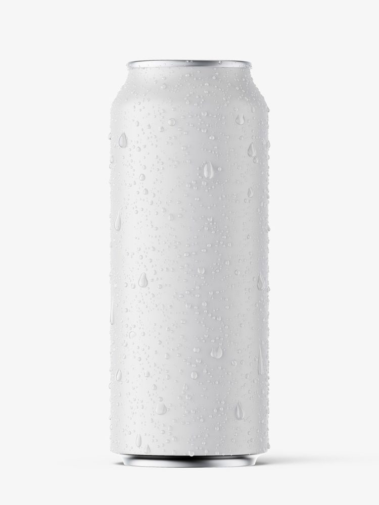 Matt beer can with condensation mockup / 500 ml