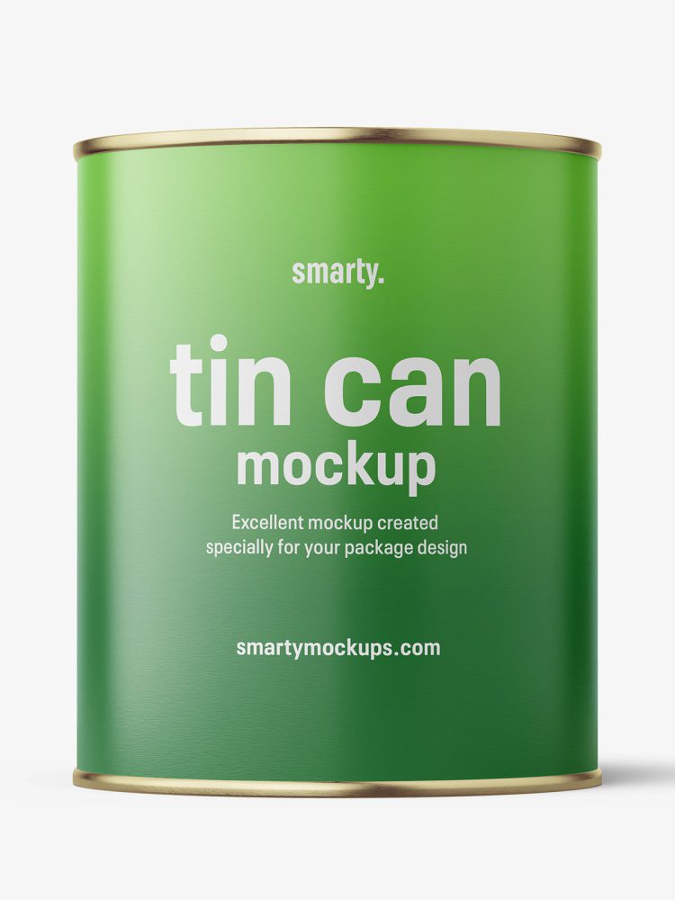 Tin can with label mockup / 1062 ml