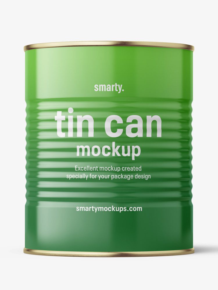 Glossy tin can mockup / 1062 ml