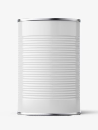 Glossy tin can with label mockup / 425 ml