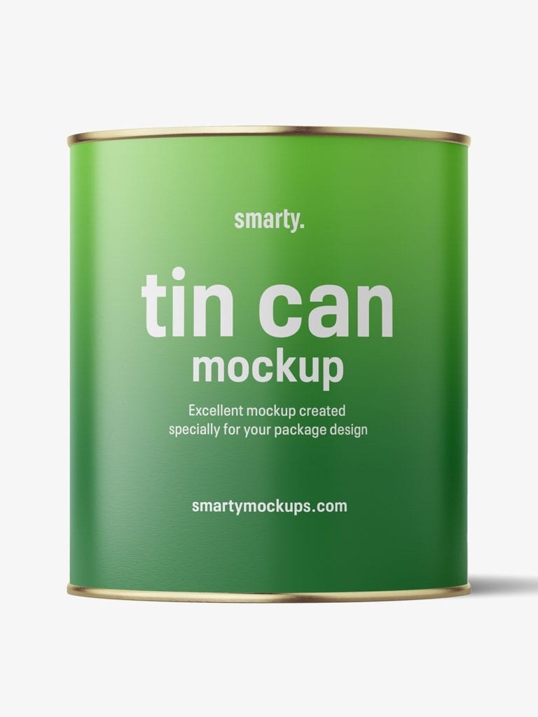 Tin can with label mockup / 3100 ml Smarty Mockups