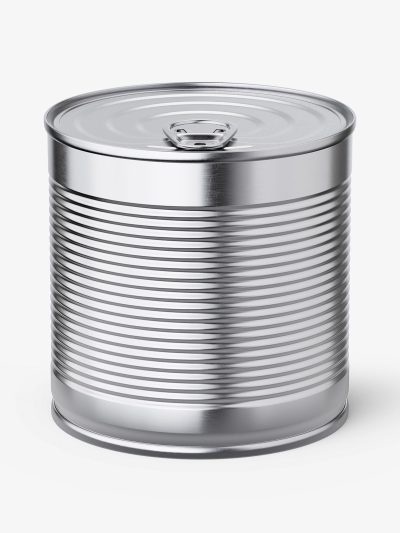 Tin can with label mockup / 425 ml / Top view