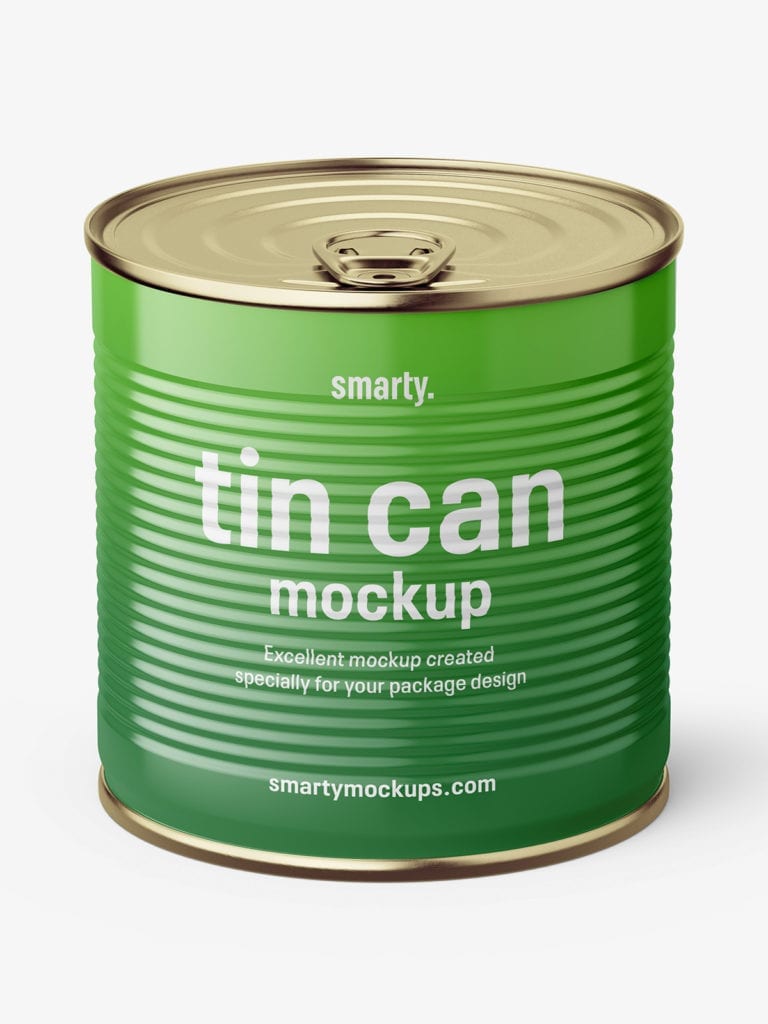 Glossy tin can mockup / 425 ml / Top view - Smarty Mockups