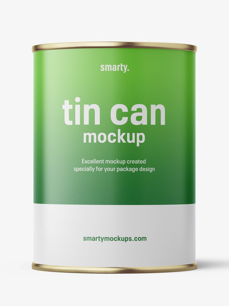 Tin can with label mockup / 580 ml