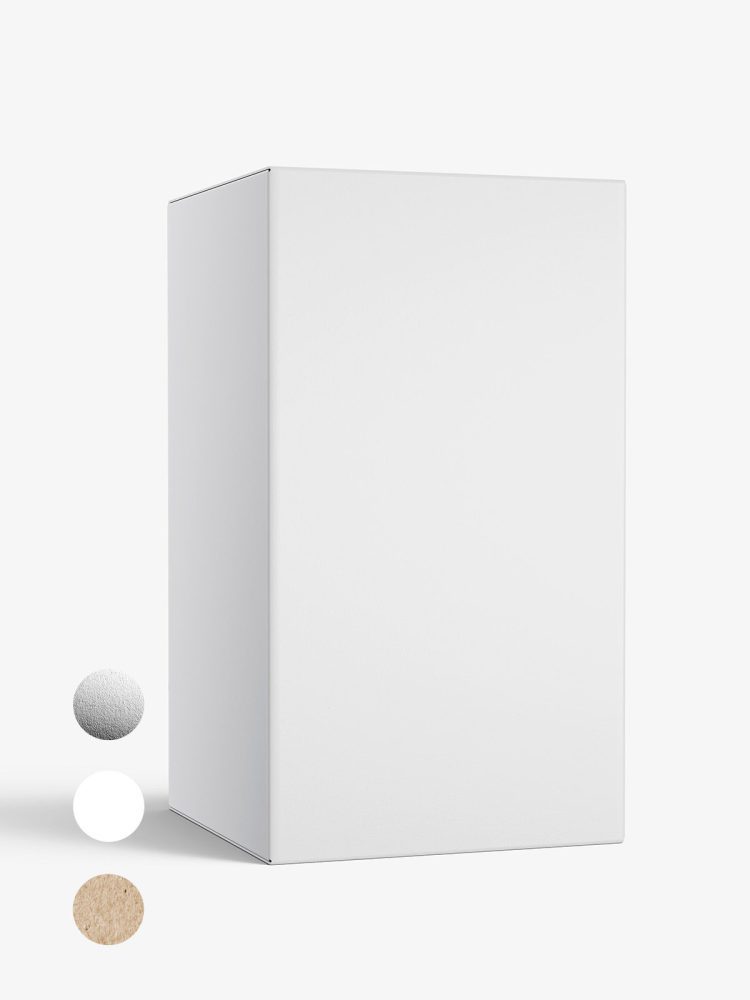 Box mockup / 65x115x65 mm / white - metallic - kraft
