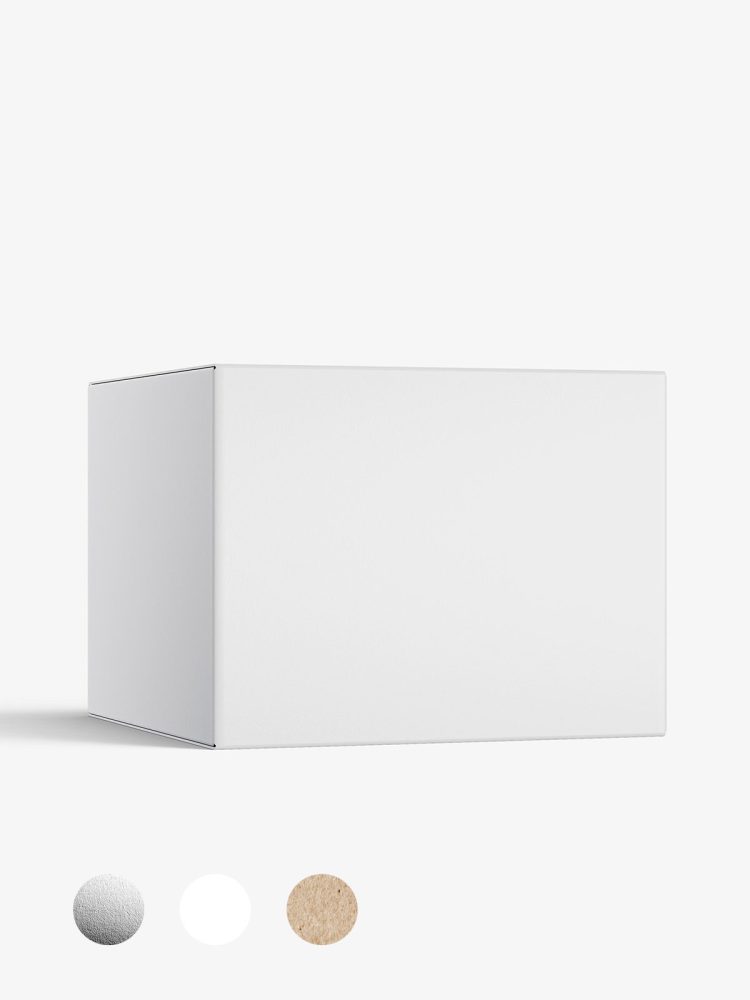 Box mockup / 65x50x65 mm / white - metallic - kraft