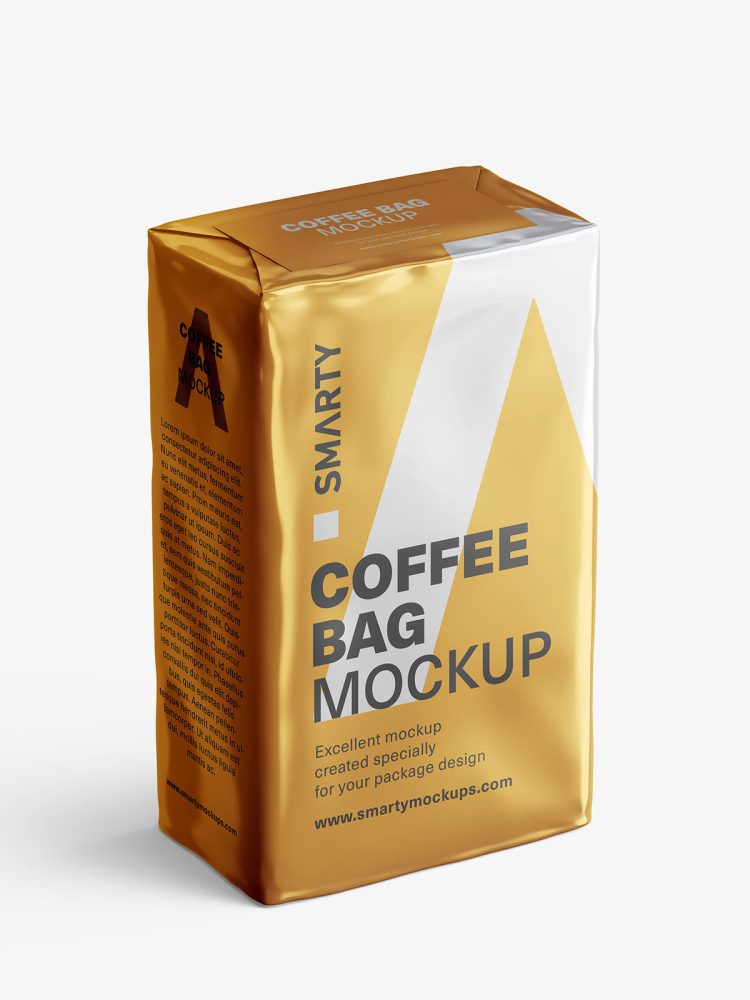 Coffee bag mockup / metallic
