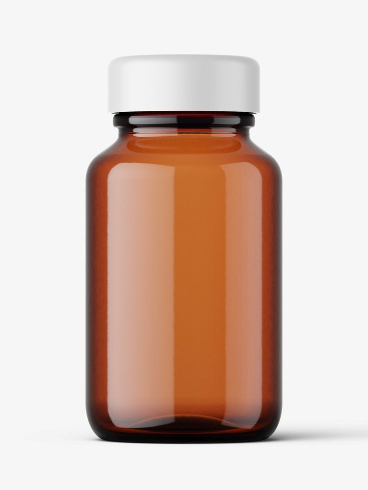 Pharmaceutical jar mockup / 100ml / amber